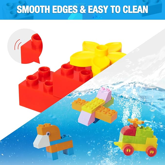 Large Building Blocks for Kids Toddlers, 161PCS Big Building Bricks with 10"x10" Large Baseplates - Compatible with Major Brands Blocks, Birthday Gfits for Toddler Kid, 9 Color/13 Shape