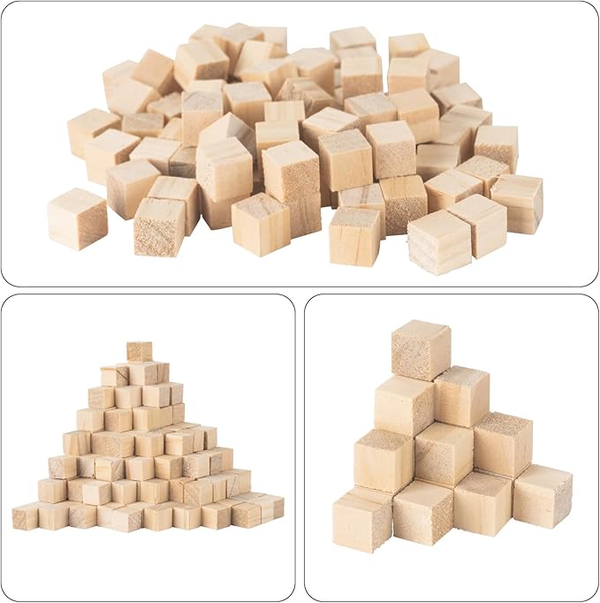 Unfinished Wood Cube Blocks for Crafts, 1cm Wooden Cube, Pack of 500 Small Nature Wood Square Blocks, Wooden Cubes for DIY Arts and Crafts Making