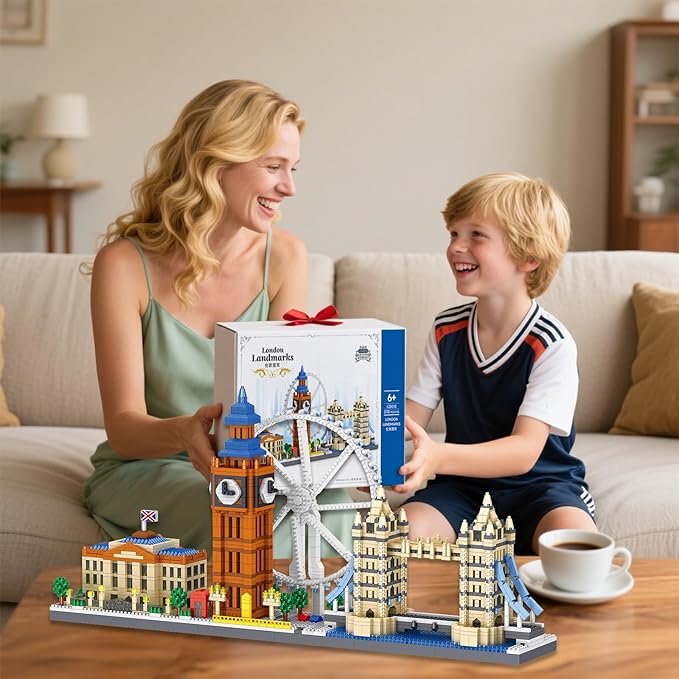 Architecture London Skyline Micro Mini Blocks Building Set, The London Eye, Big Ben, Westminster Palace, and Tower Bridge Gift for Kids and Adults (3110 Pieces)