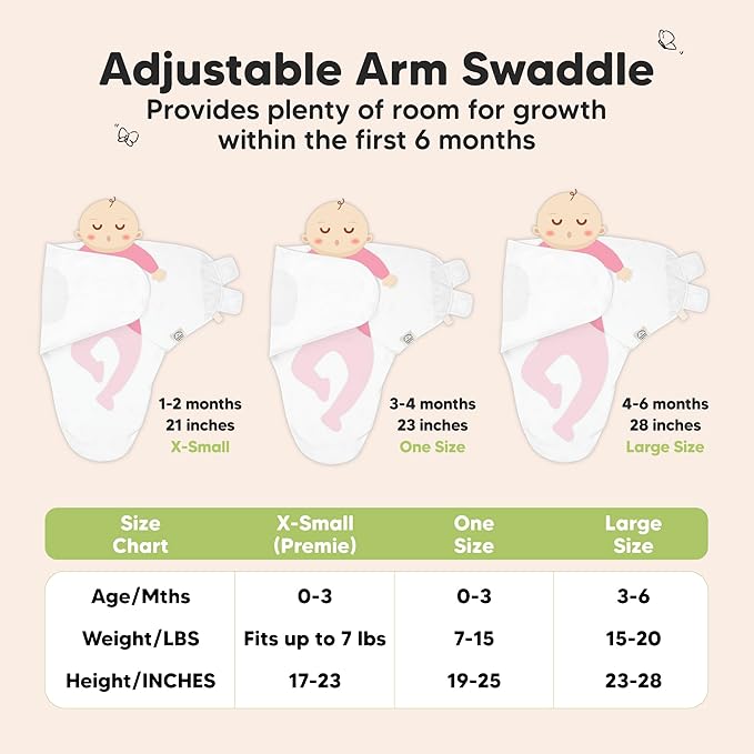 3-Pack Organic Baby Swaddle Sleep Sacks - Swaddles for Newborns, Infant 0-3 Months, Baby Girls, Boys, Soft & Snug Newborn Sleep Sack, Nursery Swaddling Blankets (Sage, XS)