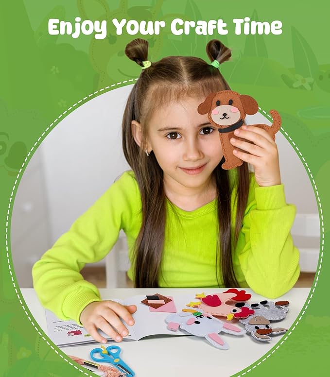 YEETIN Sewing Kit for Kids Ages 6+, Beginner Felt Sewing Craft Kit, DIY Farm Stuffed Animals Making Set, Learn to Sew Gifts for Birthday