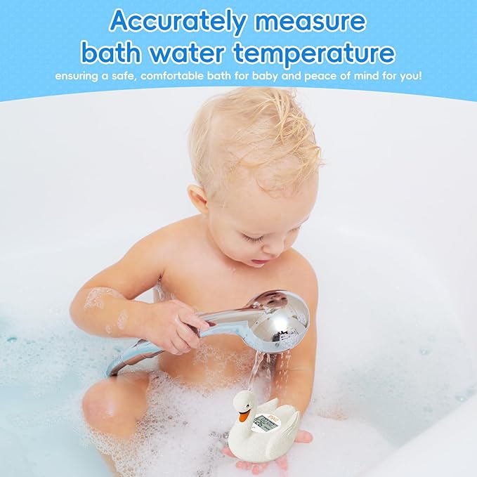 b&h Baby Bath Thermometer, Swan Digital Infant Safe Bath Thermometer - Reliable Temperature Readings - Easy to Read Screen- Shower Timer - Waterproof and Floats in Water, Newborn Must Haves