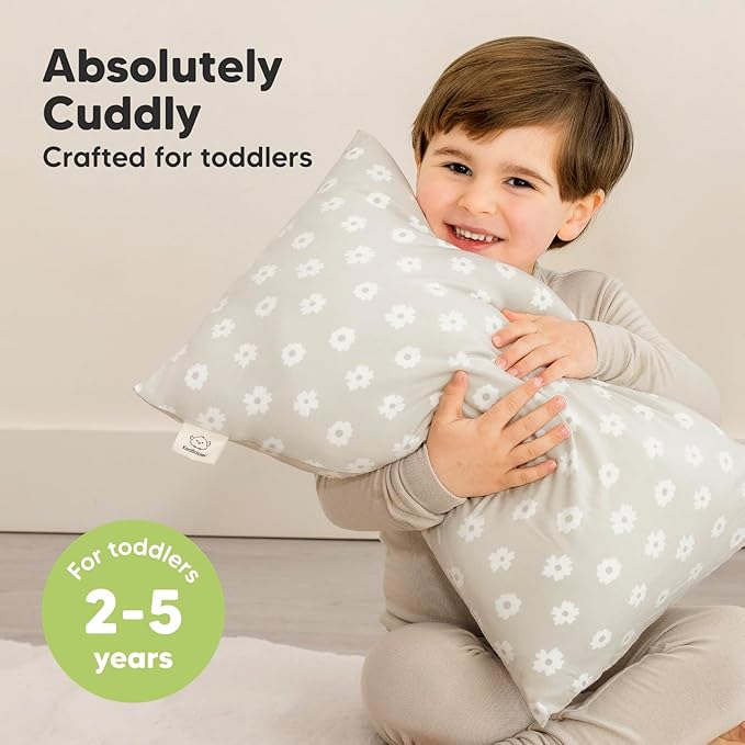 Toddler Pillow with Pillowcase - 13x18 My Little Cuddly Pillow, Viscose Derived From Bamboo Nursery Toddler Pillows for Sleeping,Kids Pillow,Small Travel Pillows,Mini Toddler Bed Pillow (Meadow)