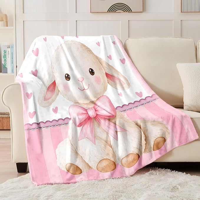Personalized Baby Blanket for Girls, Custom Baby Blanket with Name, Soft Cozy Personalized Name Blankets for Kids, Customized Sheep Blanket for Infant Toddler Birthday Christmas