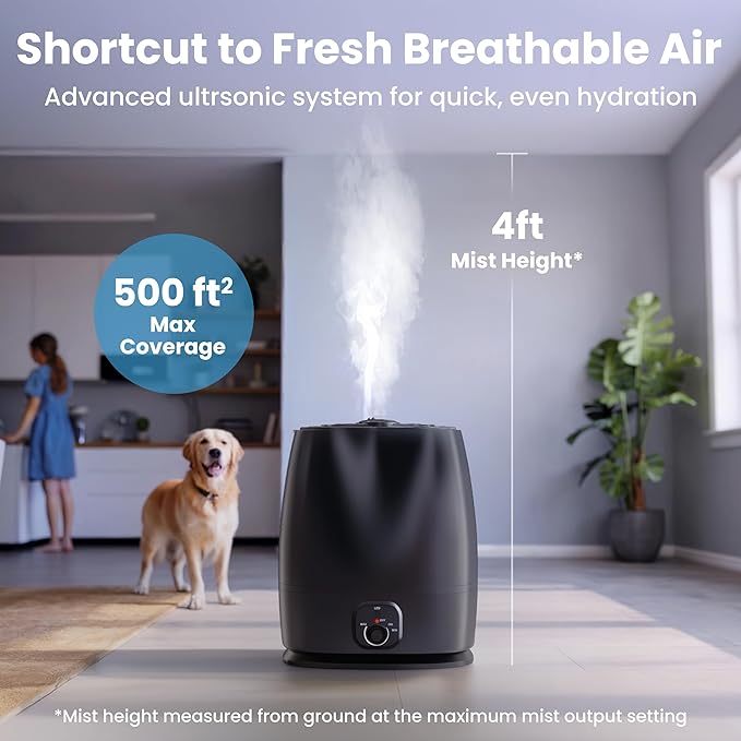 Everlasting Comfort 6L Humidifiers for Bedroom, Quiet 50HR Runtime No-Filter Supersized Cool Mist Humidifier Large Room for Whole House, Plants, Baby Nursery, Allergies, Dry Skin, Congestion, Indoor