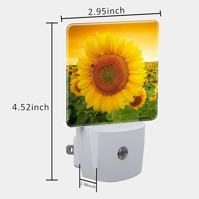 Plug in Night Lights Sunset Sunflower Field Nightlight Plug Into Wall Dusk to Dawn Sensor LED Night Light for Kid Girls Boys Women Men Room Decor, Hallway, Kitchen, Bathroom, Nursery, Stairs