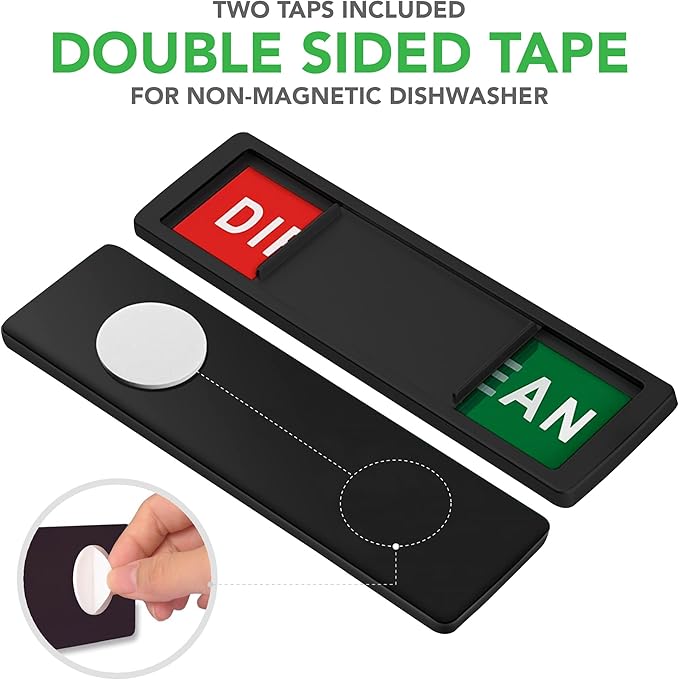 Premium Clean Dirty Dishwasher Magnet, Dirty Clean Sign for Dishwasher Easy to Read and Strong Slide for Changing Signs, Heavy Duty Magnet with Optional Stickers (Red & Green (Black))