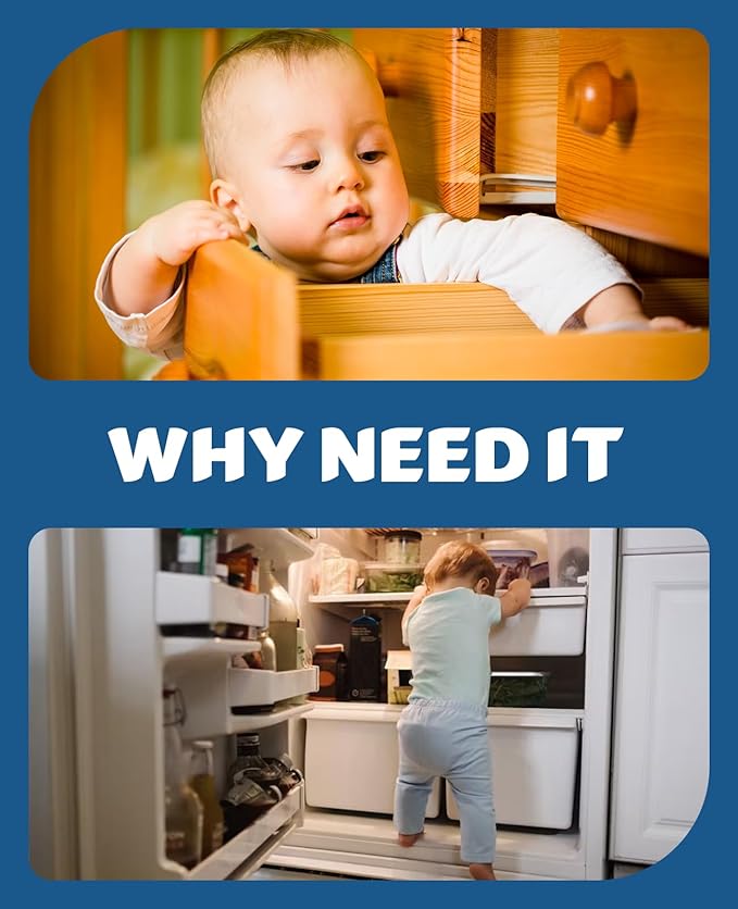 4 Pack Cabinet Locks Baby Proofing, Maveek Child Proof Drawer Locks Dual-Button White Fridge Lock Toilet Closet Dresser Kitchen Refrigerator Door Window Latch For 0-24 Month Infant Safety