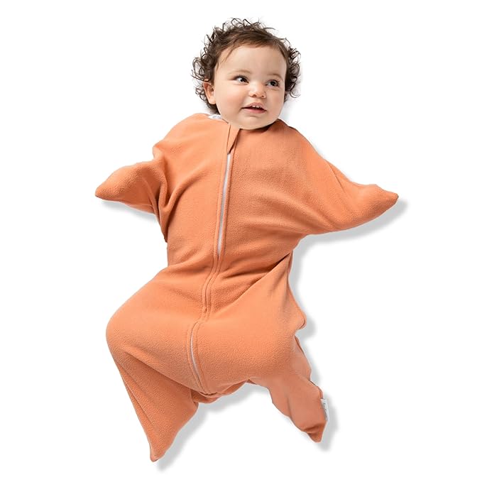 SleepingBaby Zipadee-Zip Transition Swaddle - Cozy Fleece Wearable Blanket with Two-Way Zipper for Baby Sleep - Spice, Large (12-24 Month)