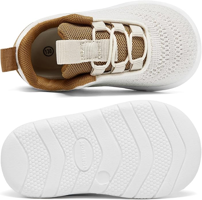 MORENDL Toddler Slip On Sneakers Baby Walking Shoes Non-Slip Breathable Unisex Pink Mesh Lace-Up Athletic Sneakers Infant Running Shoes