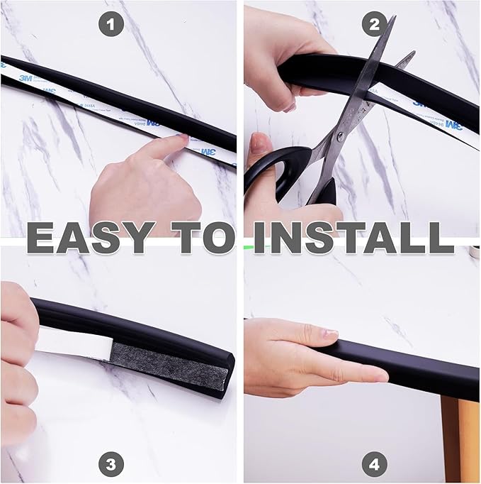 Baby Proofing Edge and Corner Guards, 2 Pack Safety Furniture Bumper with 3M Double-Sided Tape, Child Corner Protector for Fireplace, Table, Stair, Cabinet (Black)