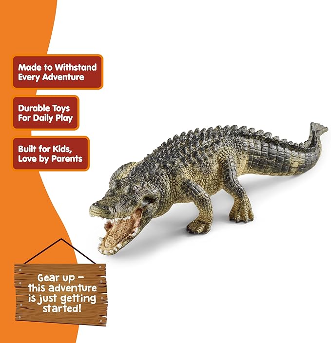 Schleich Wild Life Realistic Alligator Figurine with Movable Jaw - Detailed Alligator Toy Figure, Durable for Education and Fun Play, Perfect for Boys and Girls, Gift for Kids Ages 3+