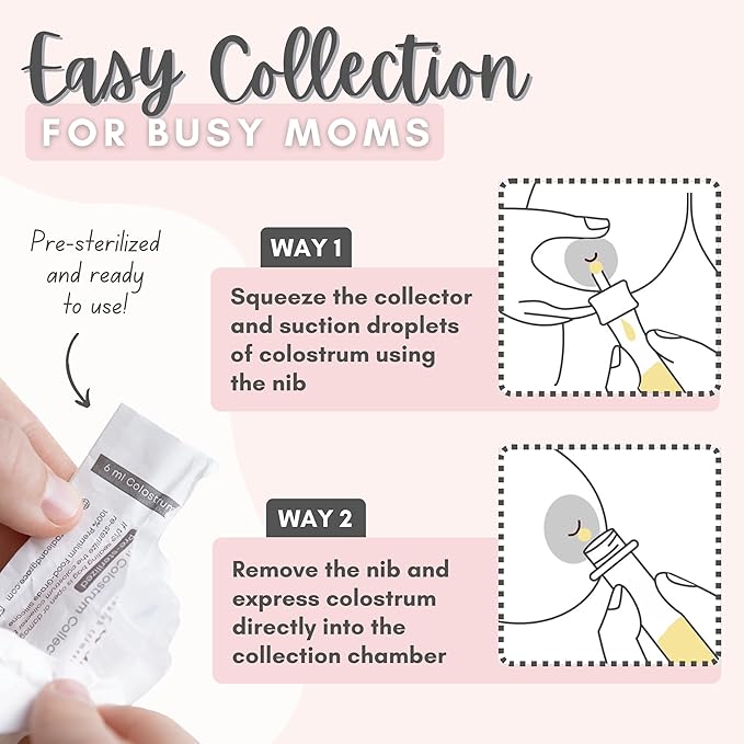 Cradle & Grace Colostrum Collection Kit with Multi-Use Storage Tray, 6ml/7pcs Presterilized Silicone Colostrum Collector, Reusable Colostrum Syringes Freezer Safe, Heat Safe, Breast Feeding Essentials