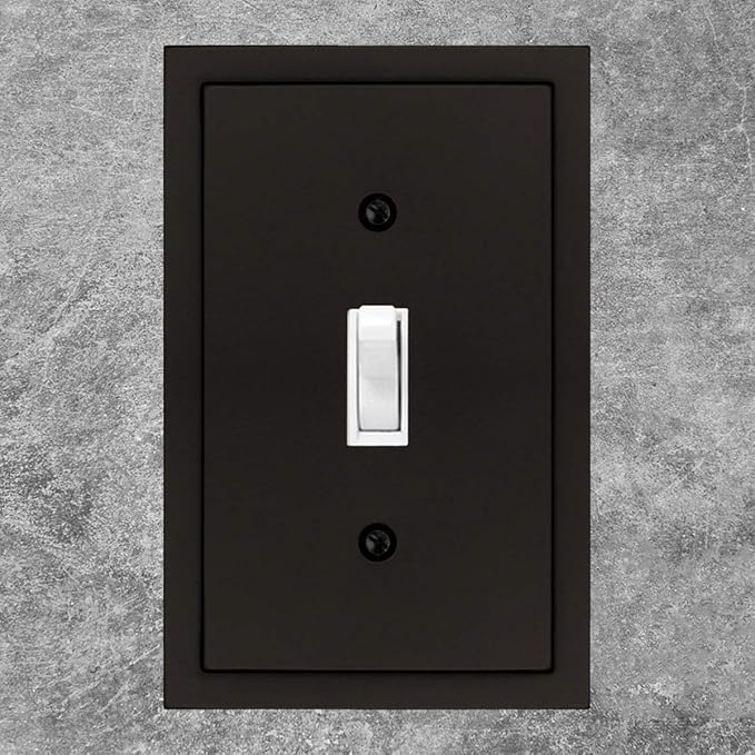 Modern Edge Decorative Wall Plate Switch Plate Outlet Cover, Durable Solid Zinc Alloy (Single Toggle 3PK, Matte Black)