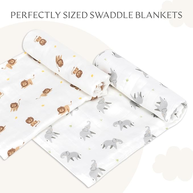 Muslin Baby Swaddle - Breathable Receiving Blankets for Newborn Baby, 70% Viscose derived from Bamboo, 30% Spandex, Imported