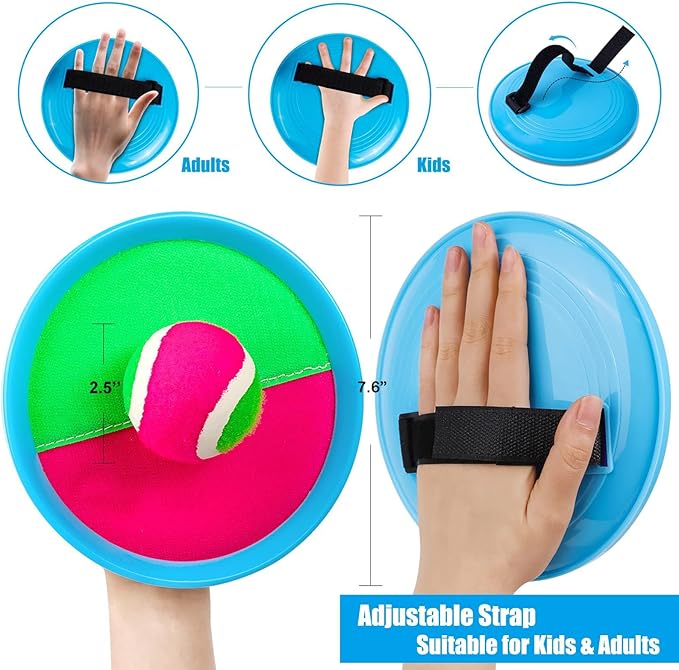 Ayeboovi Toss and Catch Ball Set Boys Toys Outdoor Toys Yard Games Outside Games Beach Toys for Kids Ball and Catch Game with 4 Paddles and 4 Balls [Upgraded Version]