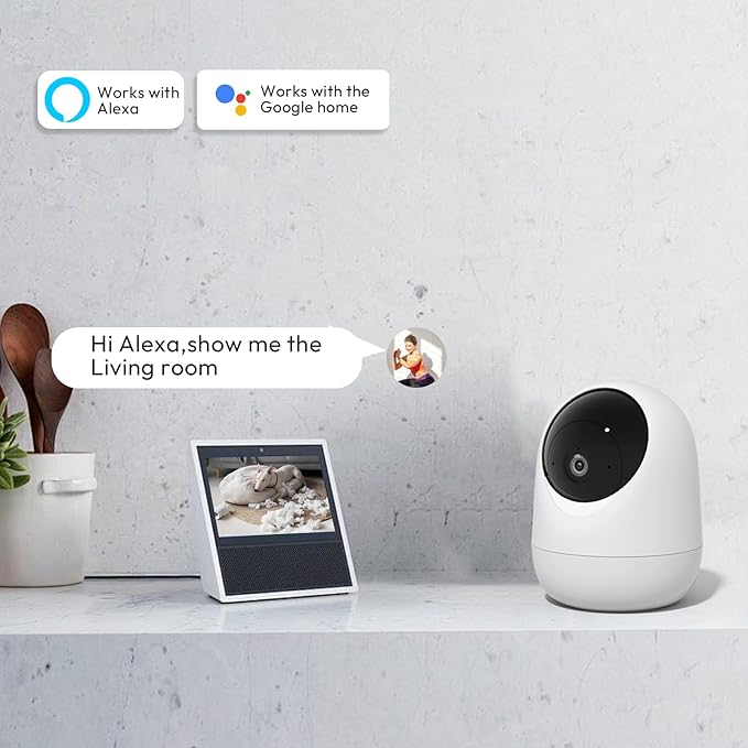 Rraycom Indoor Camera 5G&2.4G,2K Pan/Tilt Security Camera for Baby Monitor w/Cry Detection, Dog Camera w/Motion Detection, Human/Pet Auto Tracking,2-Way Audio, Night Vision,Siren,Works w/Alexa