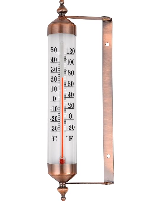 10.3 Large Numbers Premium Steel Outdoor/Indoor Thermometer Waterproof Vintage Style Decorative