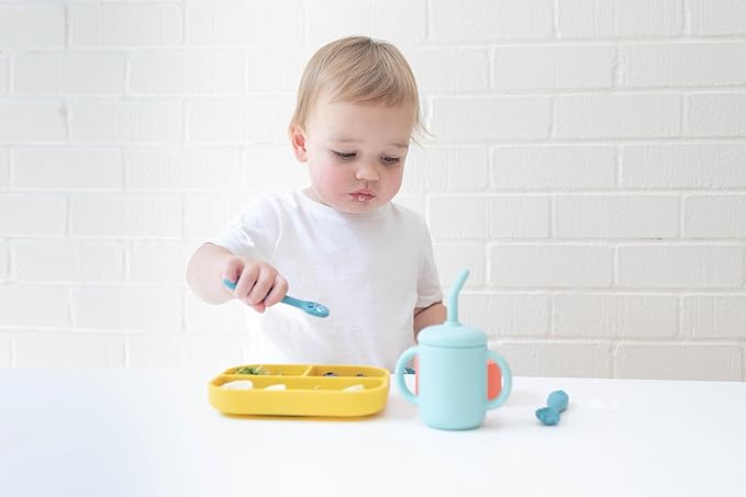 Bella Tunno Little Bites Bundle Baby Feeding Set with Bowl, Plate, Utensils, Cup, Lids; Baby Led Weaning Supplies; 100% Food-Grade Silicone (Circus Fun)