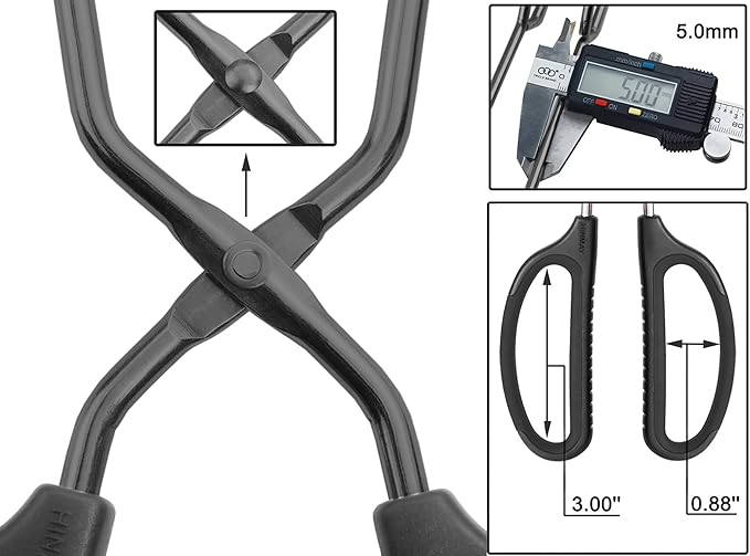 10" Stainless Steel Scissor Tongs with Comfort-Grip Handle (Black)