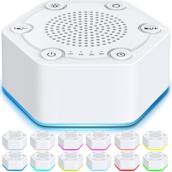 White Noise Sound Machines with High Fidelity 30 Unique Non-Looping Soothing Sounds 12 Colors Night Light 4 Timers 10-Level Brightness 32-Level Volume and Memory Function