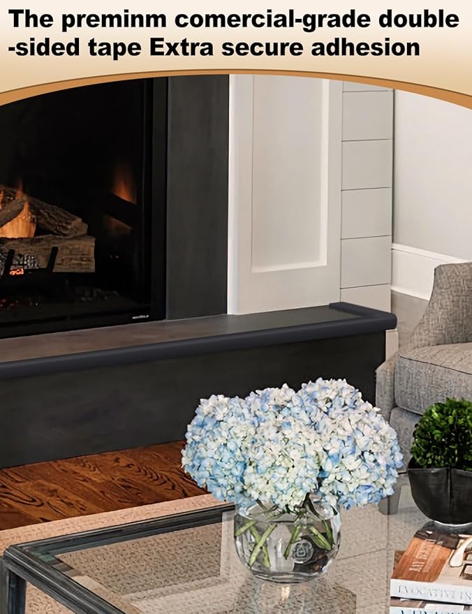 Foam Corner Protector for The Fireplace Hearths Edge and Corner Guard, with Retardant Materials Foam Safety Bumpers Baby Proofing (Black)