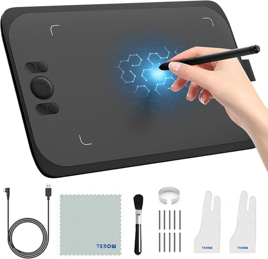 Drawing Tablet,UGEE M808 10x6 Inch, 8192 Levels Pressure, Battery-Free Stylus, 8 Shortcut Keys, Digital Art Tablet for Drawing, Design, Online Teaching, Mac/Windows/Chrome Os/Android, Black