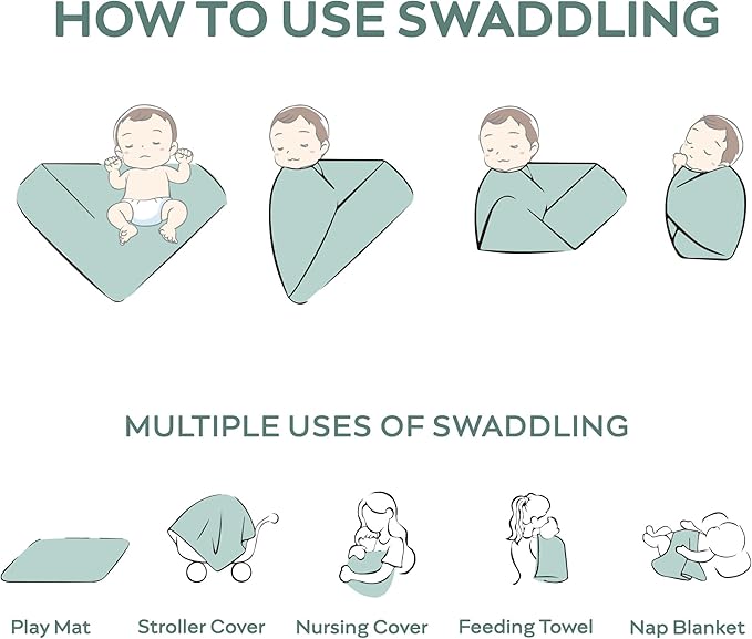 JELLYMONI Muslin Swaddle Blankets for Unisex, 3 Pack Newborn Receiving Blanket, Large 47 x 47 inches Soft Breathable Muslin Baby Blanket for Newborn Boys & Girl