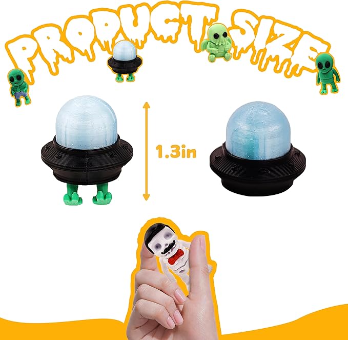 Mini 3D Printed Figurines Set for Halloween Decorations, Articulated, Flexible, and Exquisitely, Skeleton, Zombie, Alien