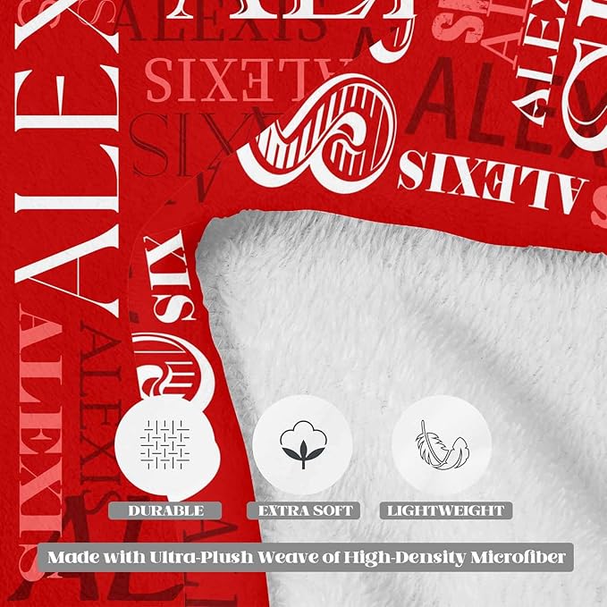 M YESCUSTOM Custom Name Blankets with Name, Personalized Baby Blankets for Kids Bed Throw Blanket for Girls Boys Customized Baby Blanket Birthday Valentines Day Red