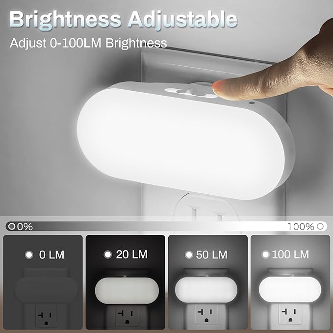 DORESshop Night Lights Plug into Wall Daylight White, Cute Dimmable Led Night Light, Dusk to Dawn Night Light 4 Packs for Kids Room, Bathroom, Stair