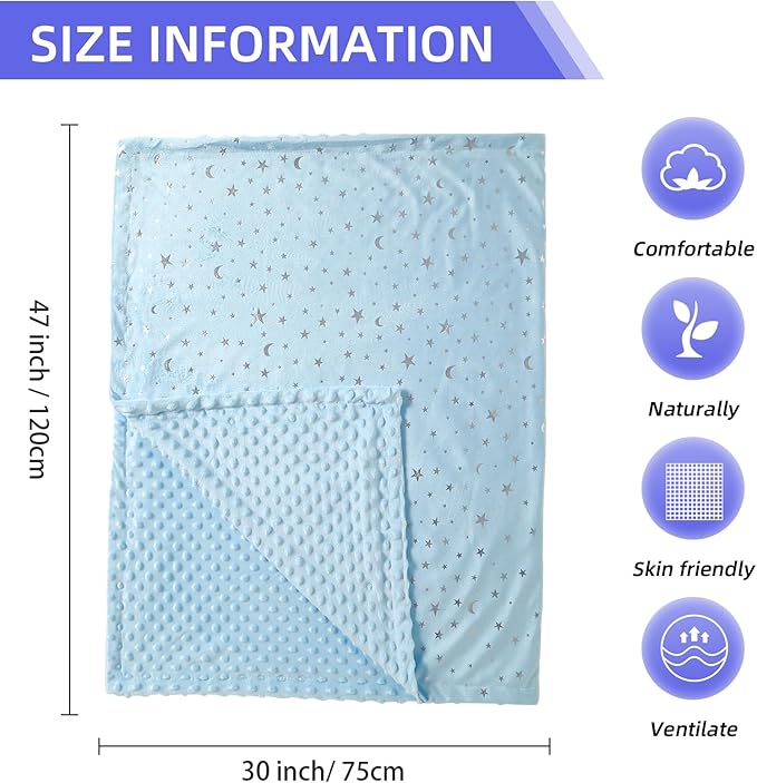 iEvolve Baby Nursery Bed Blankets Ultra Soft Double Layer Mini Blanket Minky Blanket Receiving Blankets Shower Gifts(Bluestar,30 * 47in)