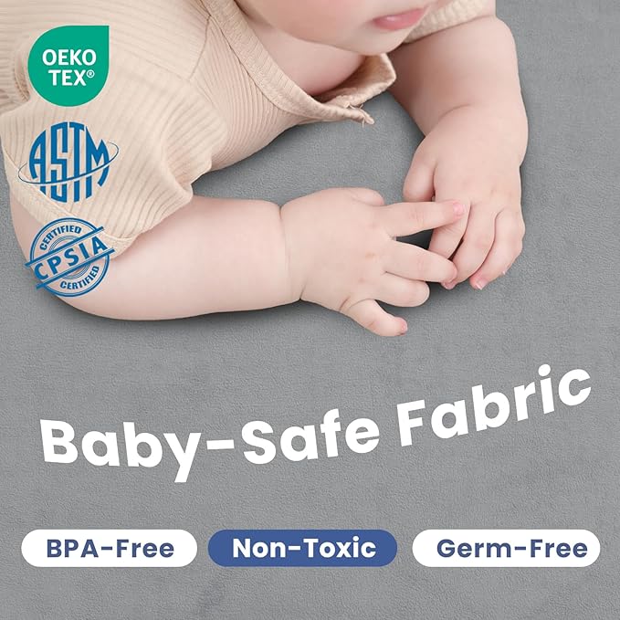 Baby Play Mat for Floor,1.3" Thick Elasti Foam Tummy Time Mat,79"×158“ Extra Large Soft Velvet Nursery Rug,Non Slip Safe for Crawling,Toddlers,Infants,kids,Tatami Style for Living Room,Classroom,Playroom(Dark Grey)