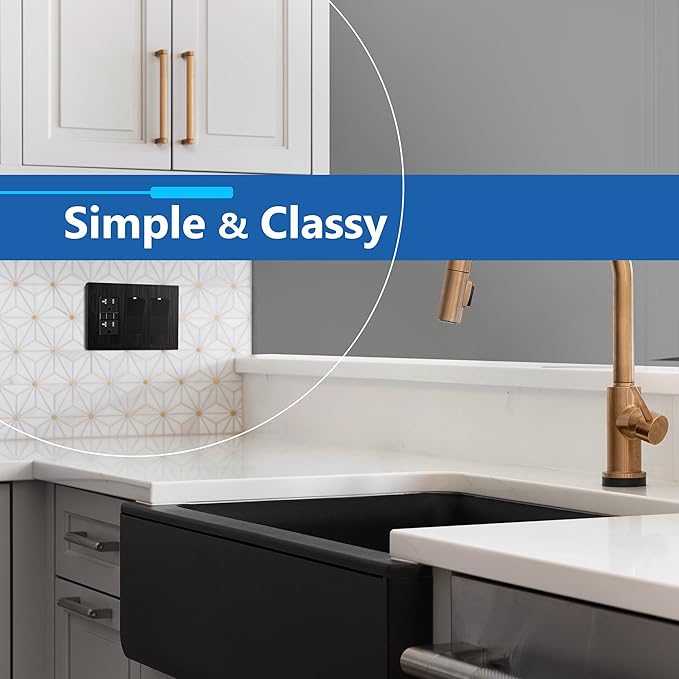 LIDER Brushed Finish Decorator Switch Cover, Screwless Wall Plate, Mid-Size 3-Gang 4.88" x 6.77", Unbreakable Polycarbonate Thermoplastic, UL Listed, LSWP-33M-BBK, Brushed Black