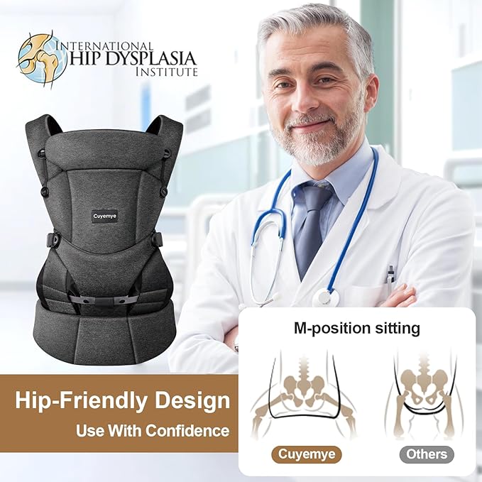 Baby Carrier，Baby Carrier for Newborn to Toddler，Adjustable Crotch Width，Ergonomic Newborn Carrier，Enhanced Lumbar Support，Easy-to-Use (Grey)