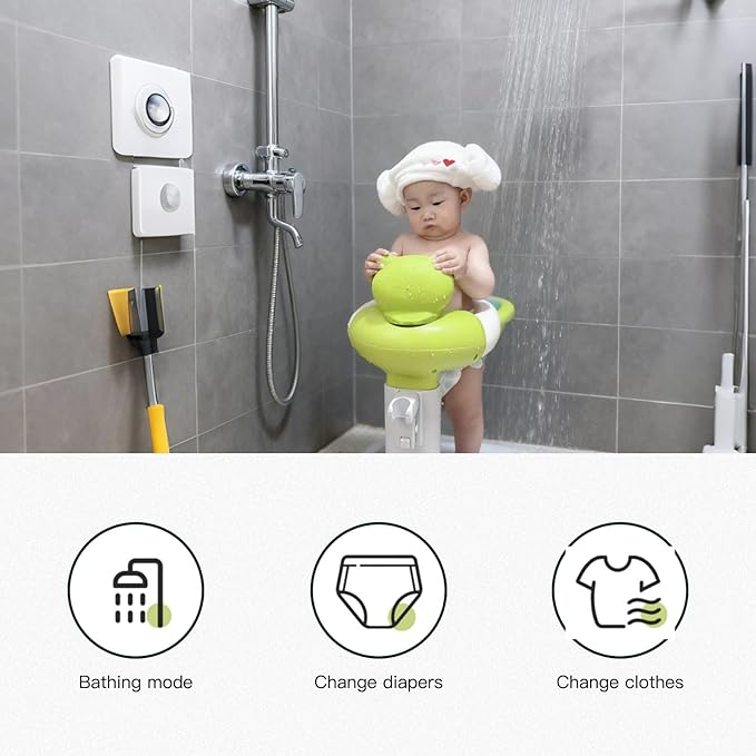 Frog Baby Bath Support, 2-in-1 Baby Shower Stand, Height/Size Adjustable with Detachable Base, Fit for Babies 6+ Months