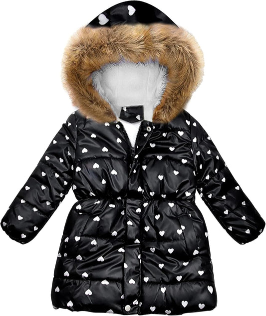 Miss Bei Girl's Winter Coat Jacket Hooded Kids Toddler Flower Print Parka Outwear Warm Cotton Puffer Hooded Jacket