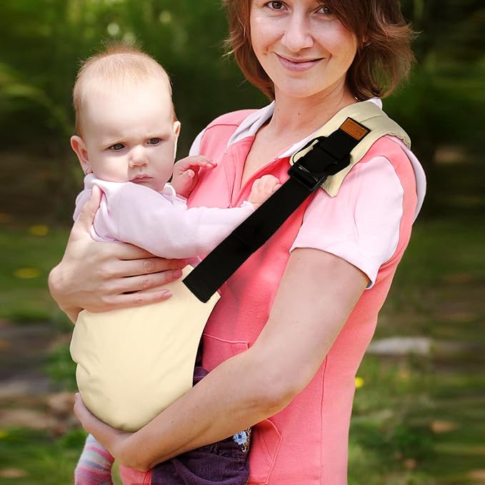 Baby Sling Carrier for Infants and Toddlers 6–36 Months (10–30 lbs), Breathable Cotton Hip Shoulder Carrier – Adjustable, Hands-Free Toddler Sling for Side & Hip Carry(Nature)