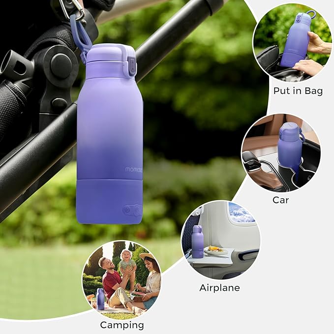 Momcozy Portable Milk Warmer for Travel – Dual Heating Modes for Breast Milk & Water, Portable Bottle Warmer with Fast Heating & Long Battery Life, 17 Ounces Large Capacity to Meet Your All-Day Needs