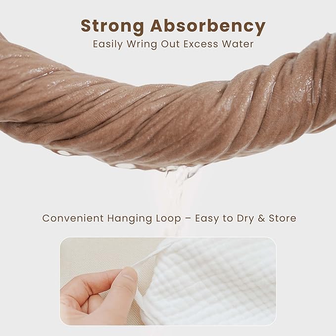 Konssy 2-Pack Muslin Hooded Baby Towels, 100% Cotton, Ultra-Soft & Absorbent Baby Bath Towels with Hood for Newborn & Infant (Camel, Sun,32" x 32")