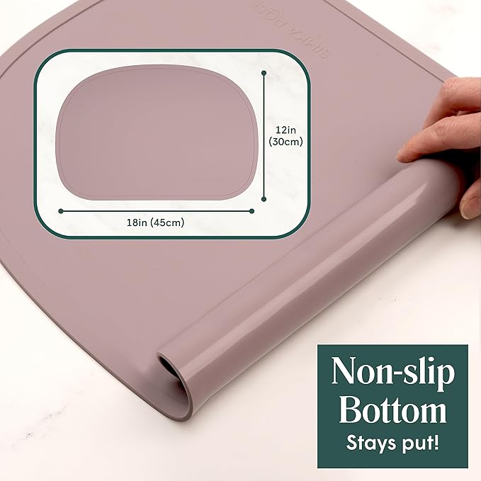 Simka Rose Silicone Baby Placemats That Stick to Table - Non Slip with Raised Edges - For Toddlers and Kids - Dishwasher Safe (Sage)