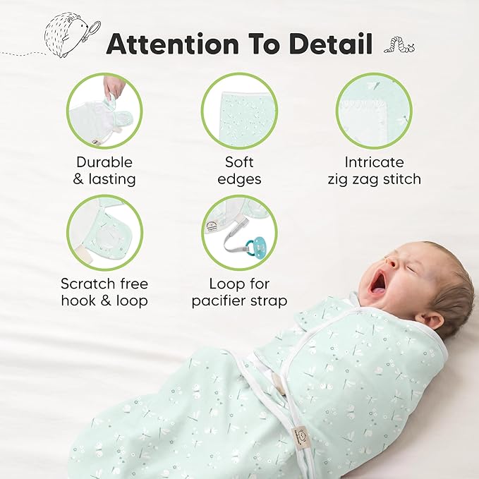 3-Pack Organic Baby Swaddle Sleep Sacks - Swaddles for Newborns, Infant 0-3 Months, Baby Girls, Boys, Soft & Snug Newborn Sleep Sack, Nursery Swaddling Blankets (Garden)