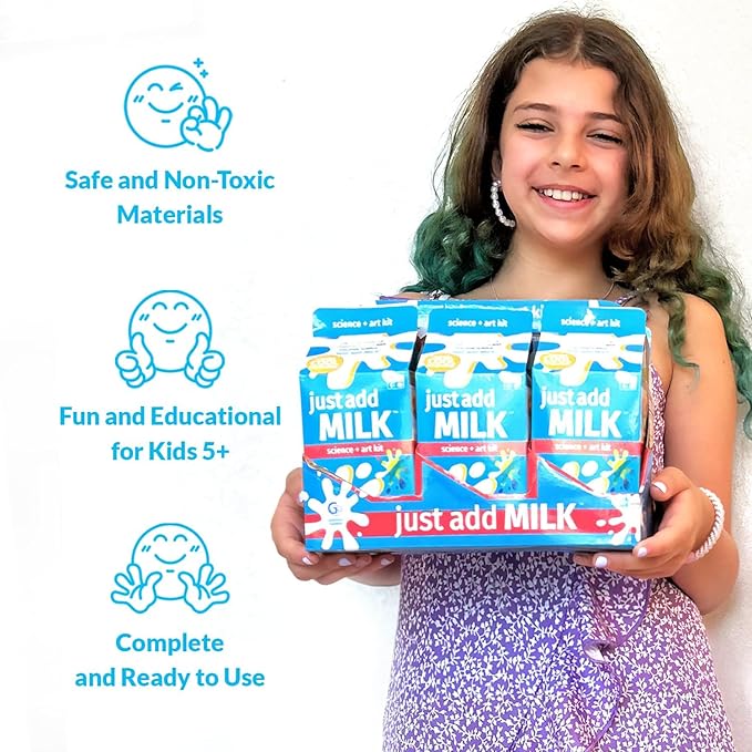 STEM Toys by Griddly Kids – Art & Science Kits for Kids Ages 8-12, STEM Kits for Learning & Education Toys, Chemistry Set for Hands-on Learning, Experiment Kit Gifts for Boys & Girls (Just Add Milk)