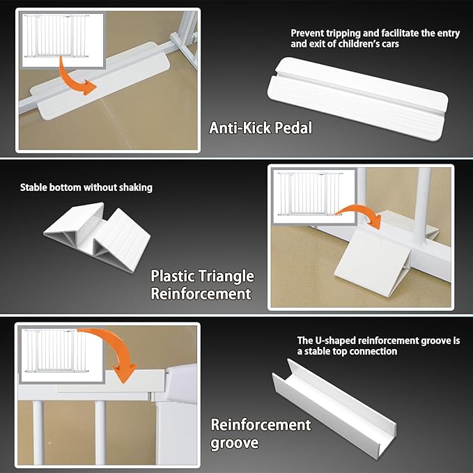 Choice Awards Winner 104.65"-116.38" Baby Gate for Stairs Dog Gate for Doorways Pressure Mounted Self Closing Pet Gates for The House Indoor Auto Close Safety Baby Gate Extra