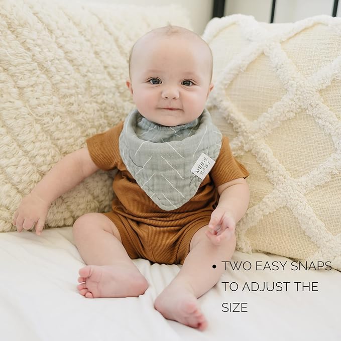 Mebie Baby Muslin Cotton Bib, 3 pack, Baby Bib Set for Burp, Spit Up, Drool, Bandana Bibs for Baby Boy or Baby Girl