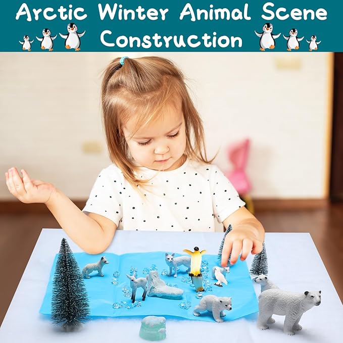 Polar Animals School Projects Set Diorama Supplies Kit Figurine Toys Model Diorama Project Set Educational Toys Birthday Gifts Decorations