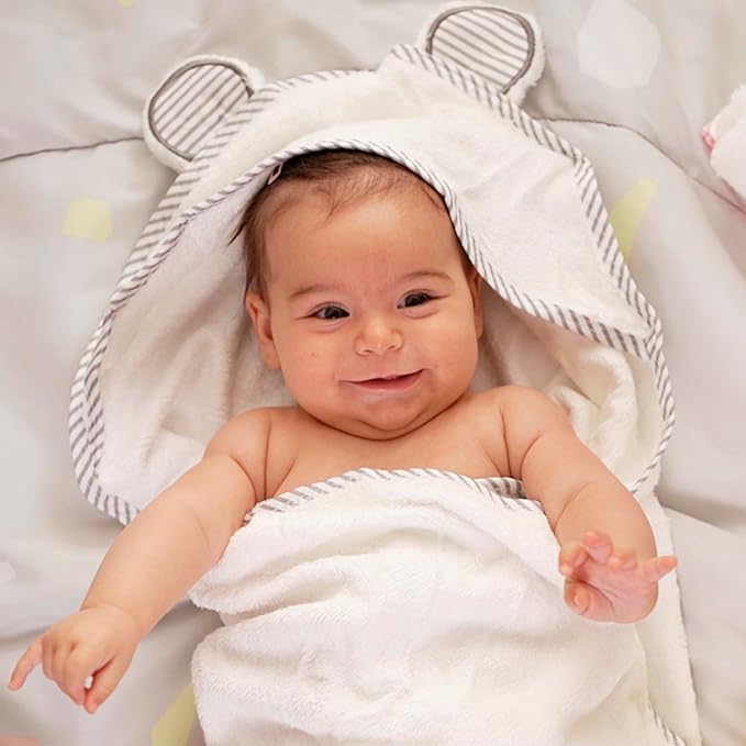 San Francisco Baby Towels for Newborn - Hooded Baby Bath Towels for Boys and Girls, Kids Bath Towels with Hood, White