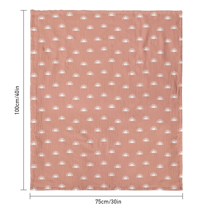 Soarwg Kids Baby Blanket Unisex Newborn, Super Soft Nursery Minky Blankets with Muslin Cotton for Boys Girls, Toddler Baby Nursery Bed Blanket Shower Gifts, 30 x 40 Inch