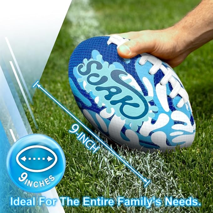 SOAK 9-Inch Water Football – Waterproof Foam Ball for Pool, Beach & Lake Games, Kids Ages 8-12 Adults, Outdoor Family Toy