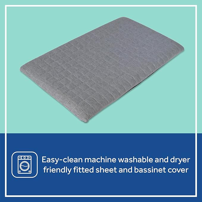 SEALY BABY Cozy Soft Breathable Bassinet & Bedside Sleeper Bed, Lightweight Airy Mesh Newborn Crib, Safe & Comfortable for Room Sharing, Storage Pocket, Tool-Free Assembly